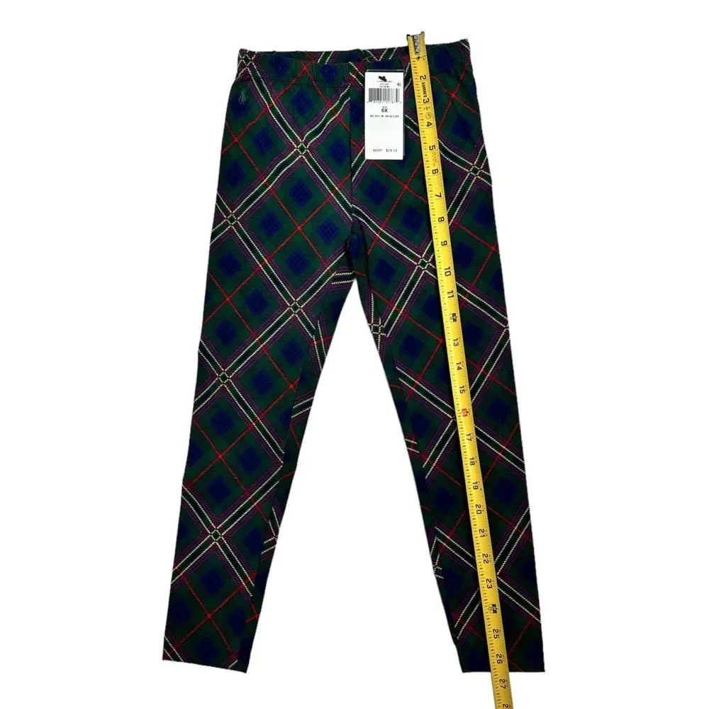 POLO Ralph Lauren Girls Patchwork Plaid Stretch Jersey Leggings Size‎ 6X